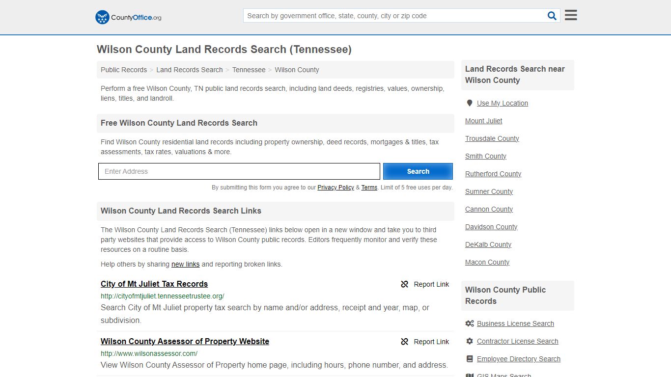 Wilson County Land Records Search (Tennessee) - County Office